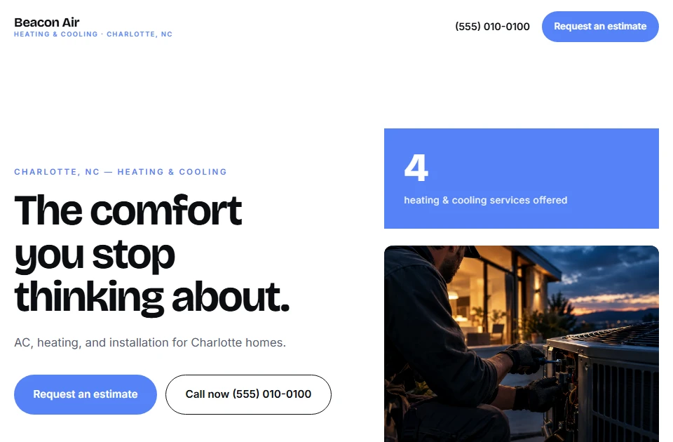 Beacon Air, a website by SiteVelora