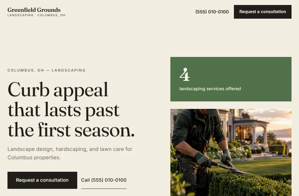Greenfield Grounds, a website by SiteVelora