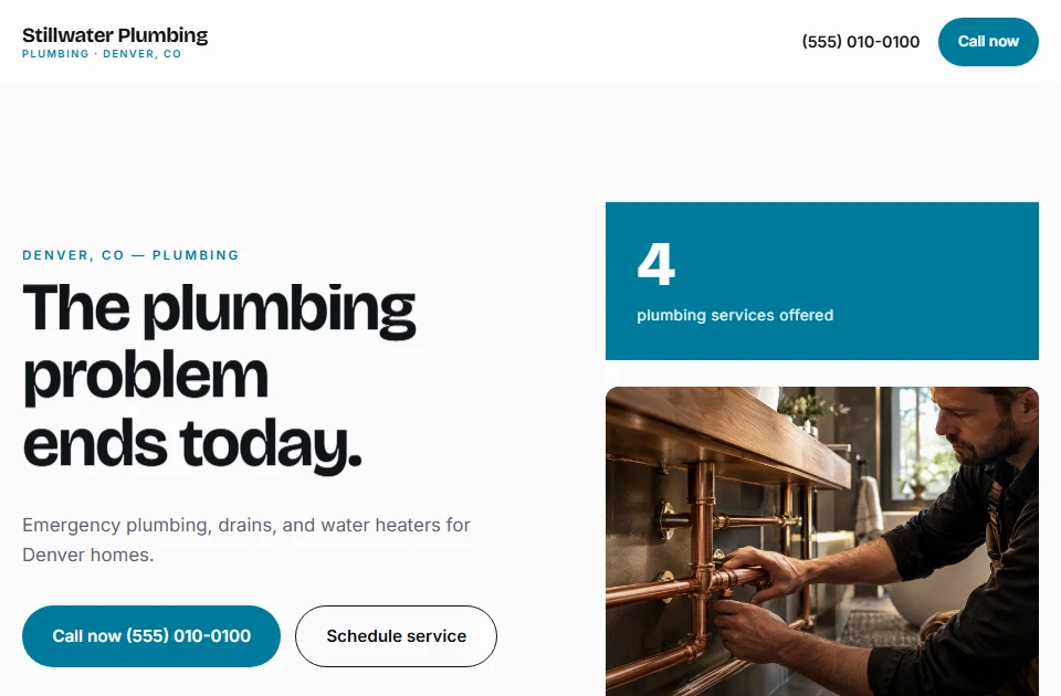 Stillwater Plumbing, a website by SiteVelora